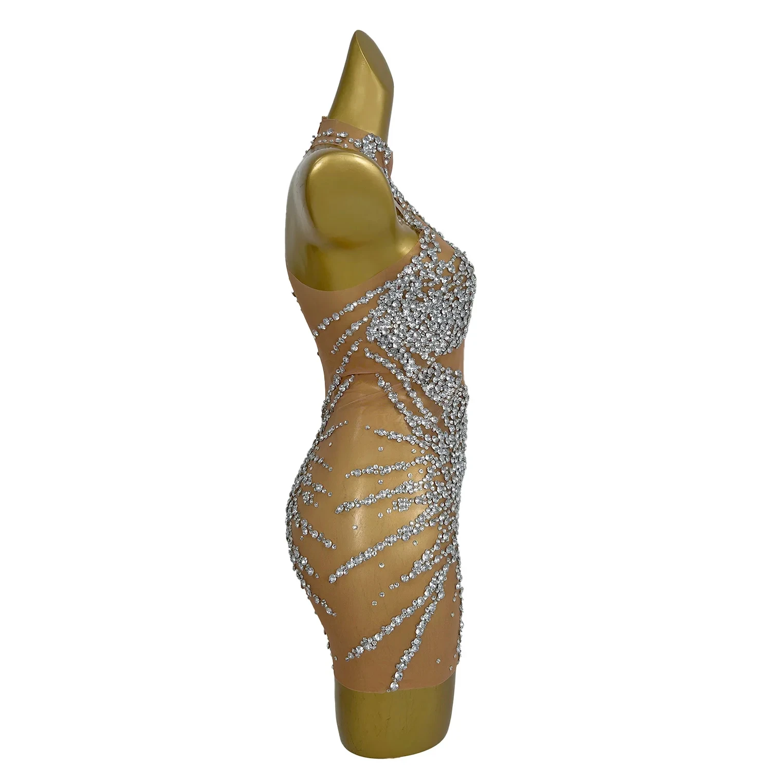 Luxury Birthday Party Dinner Rhinestone Dress Las Vegas Show Performance Costume Women Club Mini Dress Short Evening Prom Dress