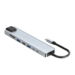 8 in 1 usb c hub USB3.0+USB2.0+ PD charging+ HDTV 4K +100mpbs+SD+TF usb hub usb c docking station