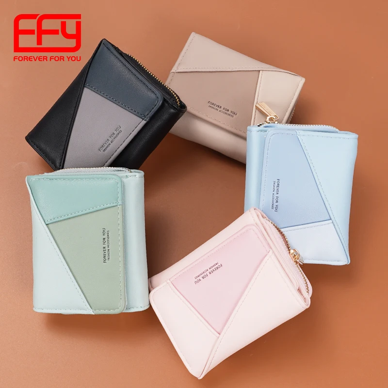 2021 New Design Young Girl Wallet   Pu Leather Women Wallet With Coin Bag  Three Folder Wallet