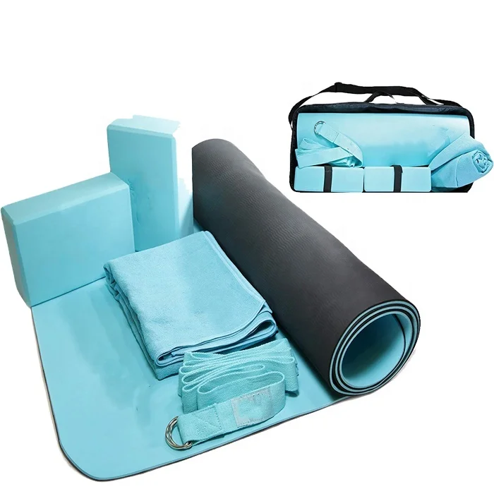 All Yoga Starter Kit Mat/ Towel/ Blocks/ Strap/yoga Free Carry case for Exercises