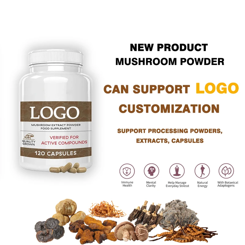 Customized Pure Mushroom monkey head mushroom Capsules hericium erinaceus Capsules Lions Mane Mushroom Capsules