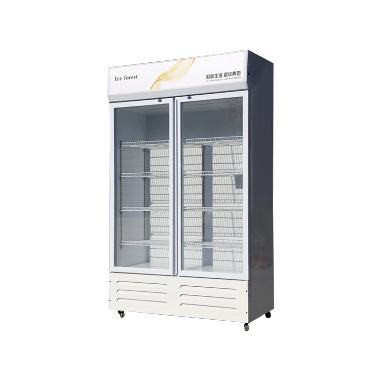 Commercial 318L big energy drinks milk display cooler single glass door big refrigerator with wheels