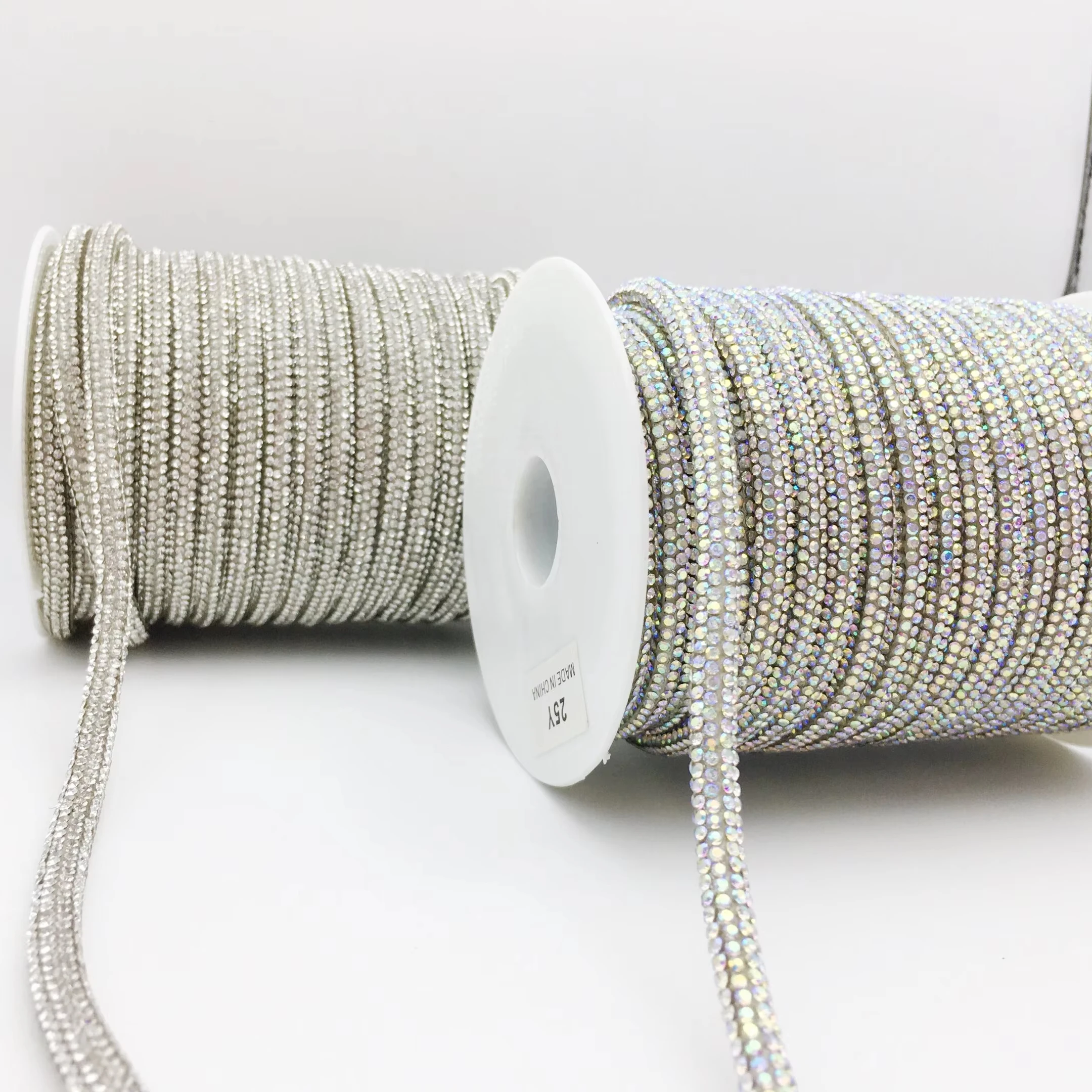SINRONG 6mm rhinestone rope rhinestone drawstring Crystal decorative shoelaces DIY rope color AB round tube  rope laces