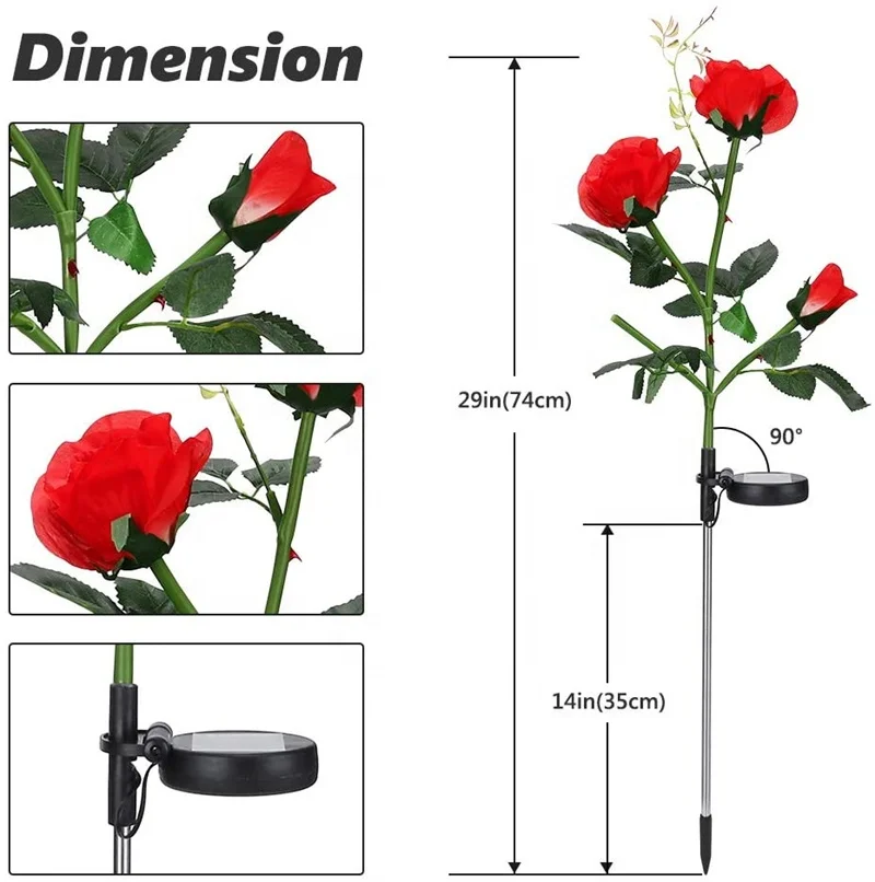 Flower Light Solar Outdoor Rose Lampadas Da Giardino Decorazion Solare Fiore Lucie LED Garden Decoration Solar Flower Lights