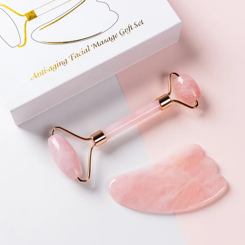 Jade Facial Massage Roller Natural Massager Cucumber Sand Scraper Set Lifting Beauty Slimming heart gua sha