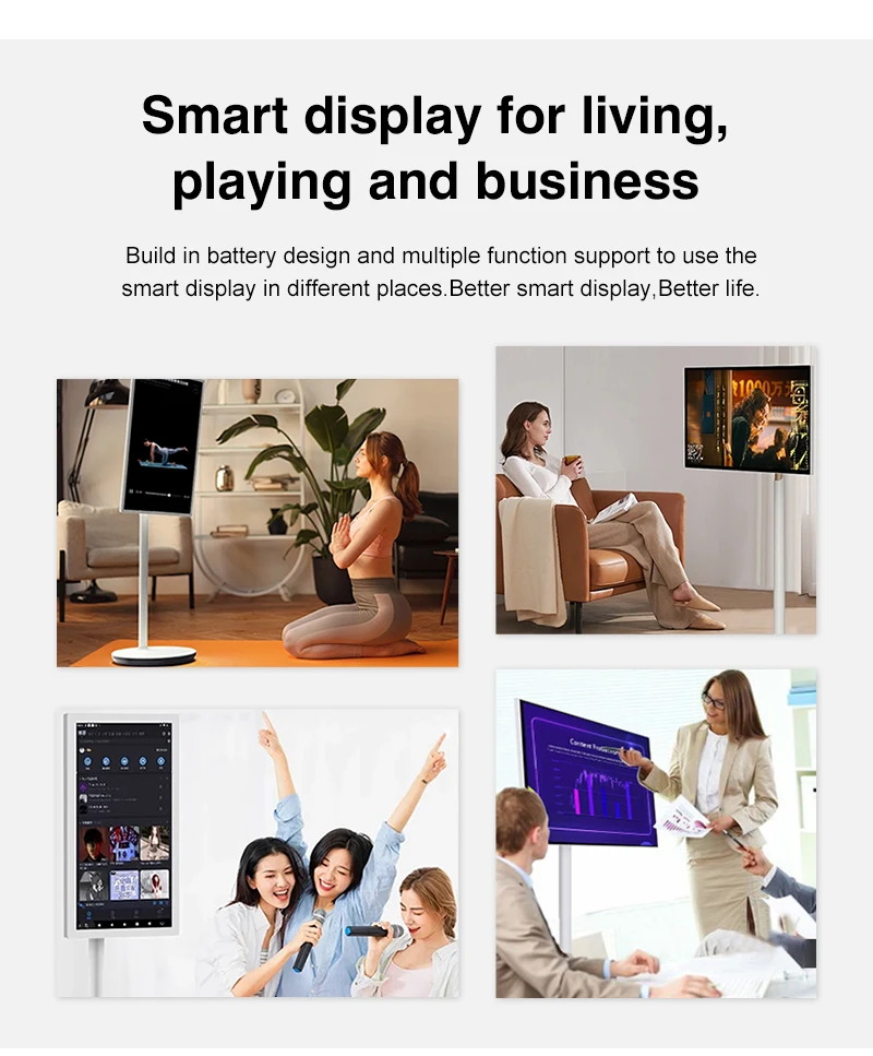 Hot Sale 21.5 inch Android 12 4/6G+64/128G Wifi Stand By Me TV Touch Screen Tablet Portable Smart TV