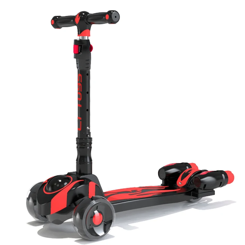 
high quality durable PP 3 flash light wheel can be fold kids push scooter with music 