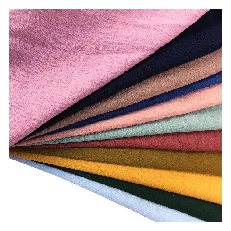 customize Color Plain Dyed 100% polyester Woven Crinkle CEY Crepe wrinkle Fabrics for clothing women