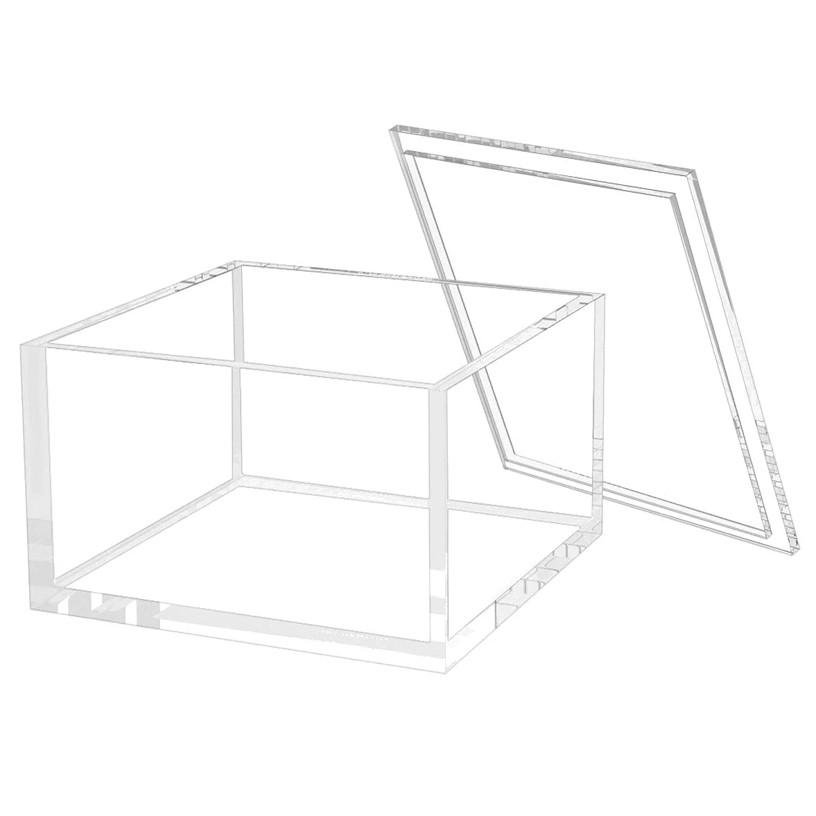Decorative Clear Acrylic Box with Lid, Clear Box Square Stackable Mult-Purpose for Office and Home