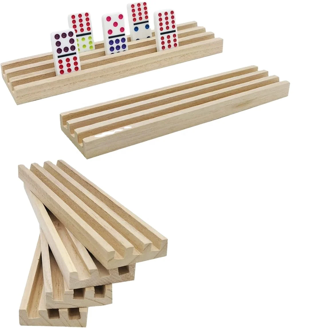 Wooden Domino Tray Rack Mexican Train Wooden Pallet Rack Chicken Feet Wooden Storage Rack, Dominoes Not Included