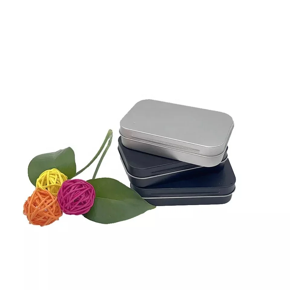 Custom Square Black White Sliver Gold Package Box Food Metal Tin Box With Hinged Lid