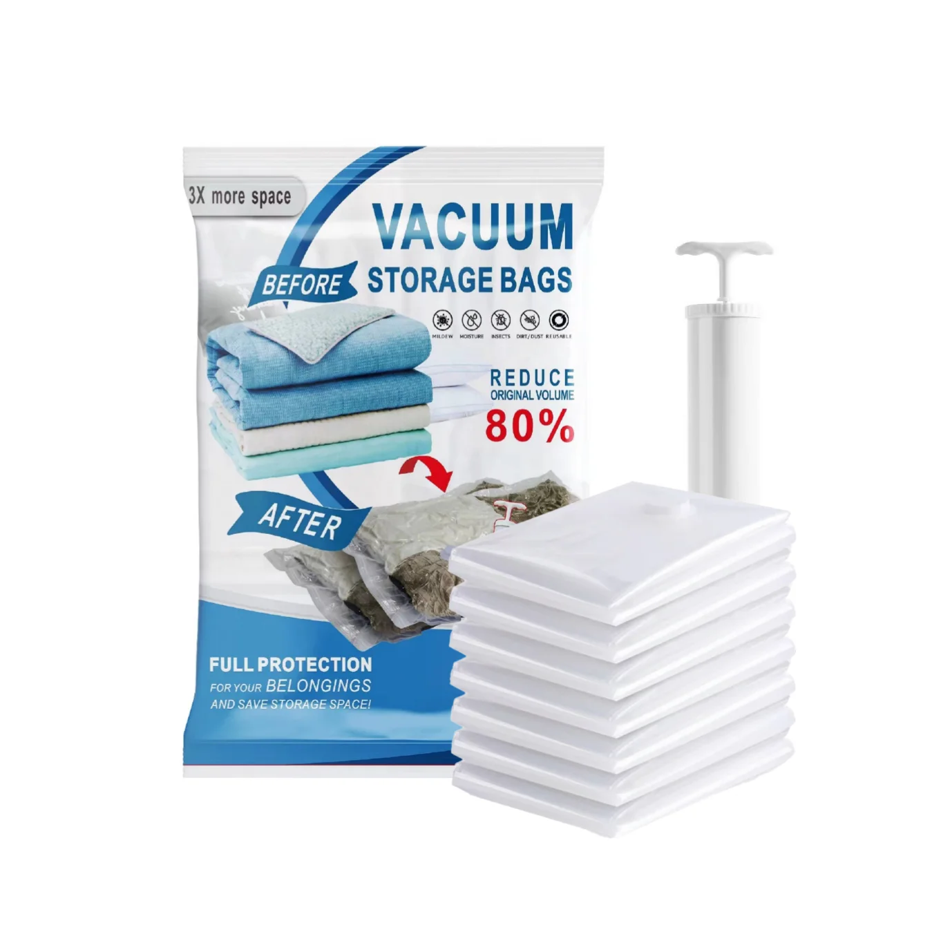 Clothing Vacuum Bag Storage Bag With Valve Transparent Border Folding Compression Finisher Travel Space Saving Sealing Pack