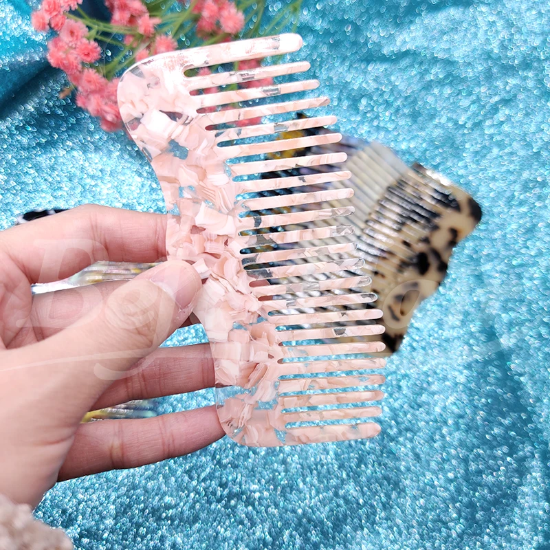 Распродажа, 2023 товары оптом, Расческа с широким зубом, с пользовательским логотипом, ацетатная расческа