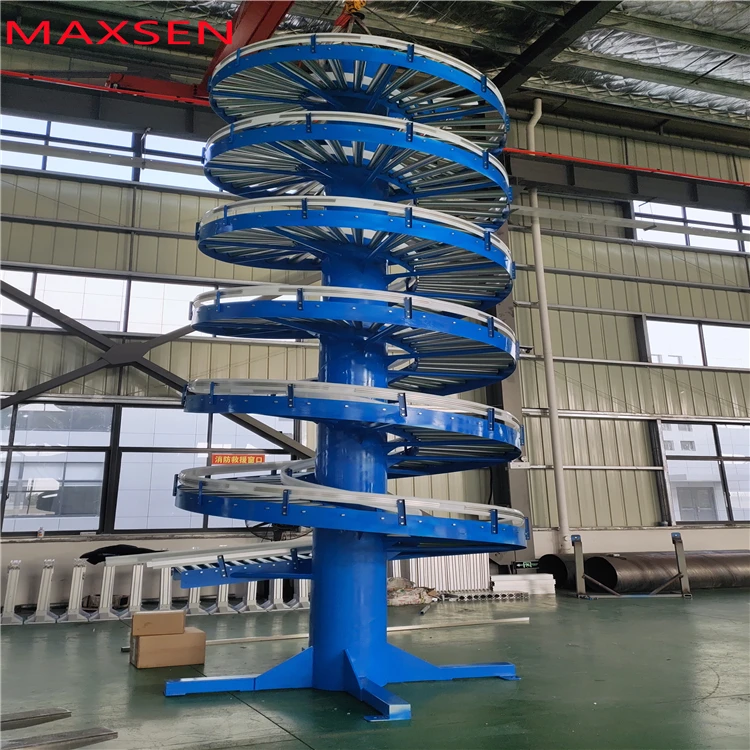 Customized Height&Floor Spacing Screw Conveyor Spiral Conveyor with Roller Chain for Big Weight Cartons