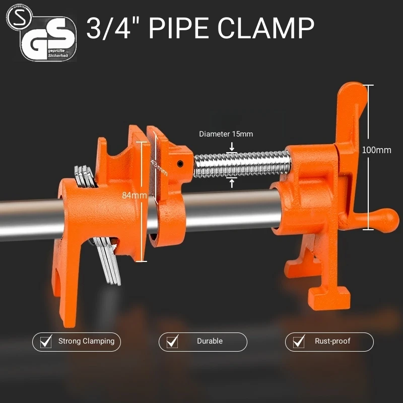 German standard Quick release cast iron heavy duty wood pipe clamps tools for Connection woodworking