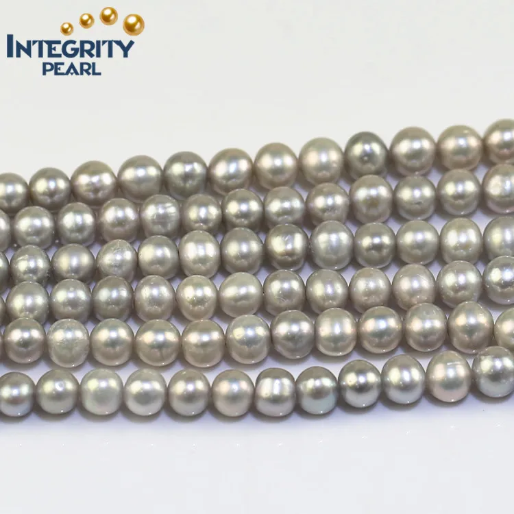 7-8mm AA off round silver grey freshwater oyster pearl in bulk price real pearl beads  handmade accessories material