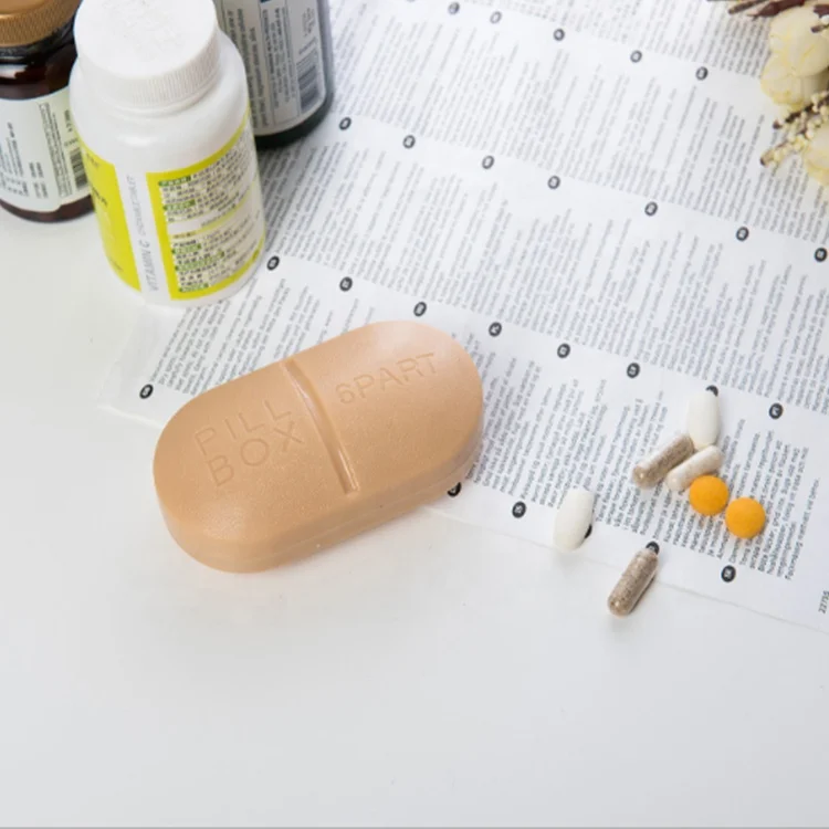 
High Quality Creative Capsule Six Grid Plastic Pill Box With 6 Plastic Storage Box 