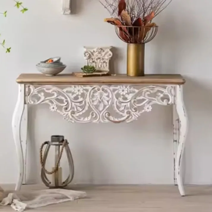 Mamba French Style Rectangular Shaped Entrance Table Living Room Furniture Rustic Classic Solid Wood