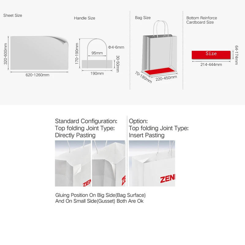 Digital gift bag making machine;shopping bag with handle making machine ZB1260S-450S