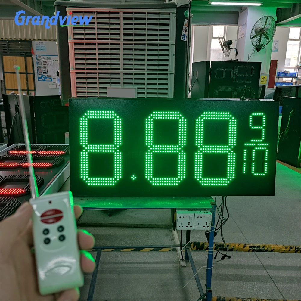 Grandview factory wholesale outdoor remote control yellow digital fuel price signs gas display for gas station
