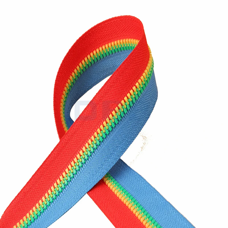 original design  contrast color tape teeth open end plastic resin zipper for garment