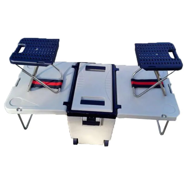 28L Outdoor Portable cooler box  with Table and Chair Foldable Camping Cooler Box Set