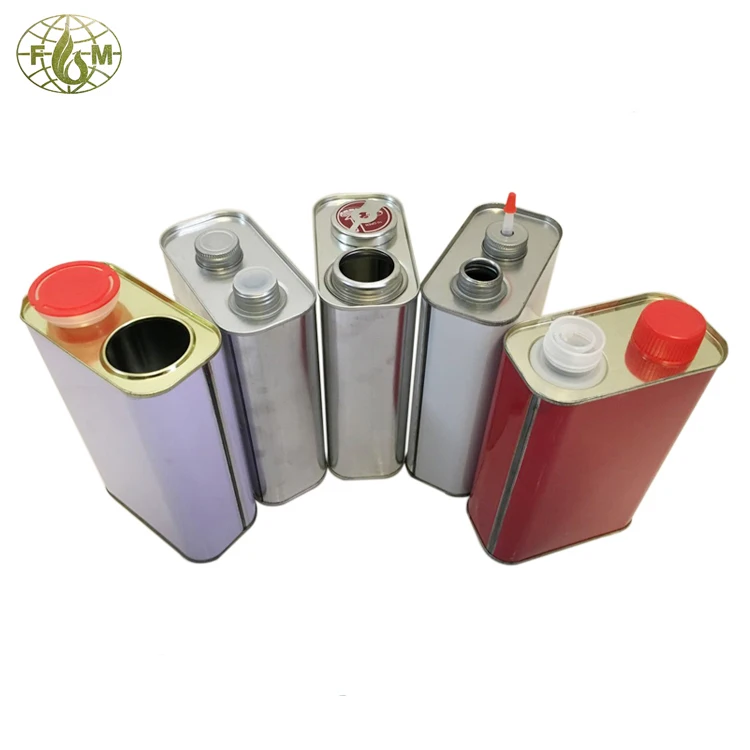 1 Liter printed screw top empty paint square metal tin cans with 38mm screw cap