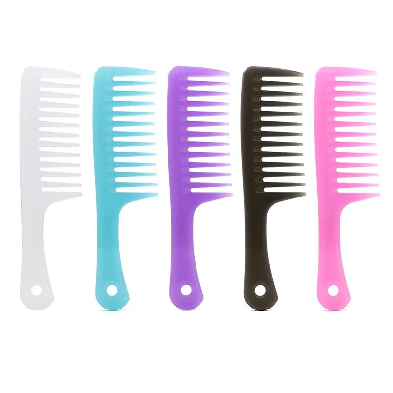 wholesale black pink natural big custom plastic resin braiding barber curly wide tooth detangle hair comb set with custom logo