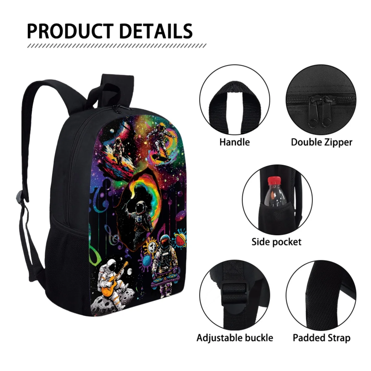 3 PCS Set Cool Astronaut Children Backpack Set with Schoolbag Lunch Bag Pencil Case  Backpack