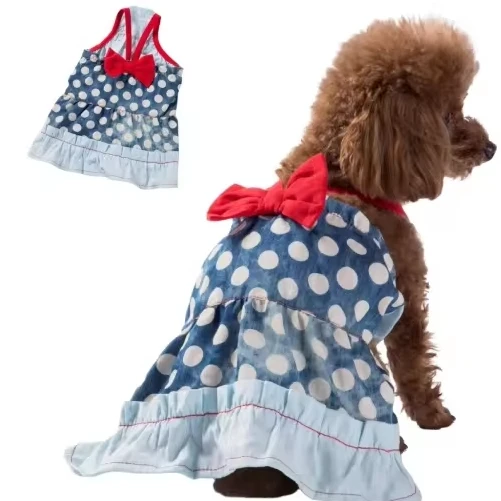 Polka dot design bow design cute sweet can be customized pet skirt