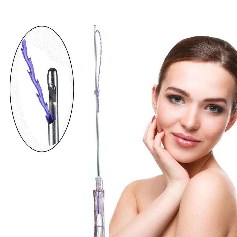 Disposable Suture V Line Lifting 18G 120mm Hilos Tensores Press Cog Face Lifting Flat Shark PDO Cog Thread