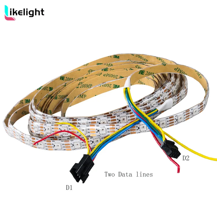 12V WS2815 Pixel LED Strip Light Individually Addressable Dual-Signal Breakpoint Resume Full Color 60 LEDs/m For Home