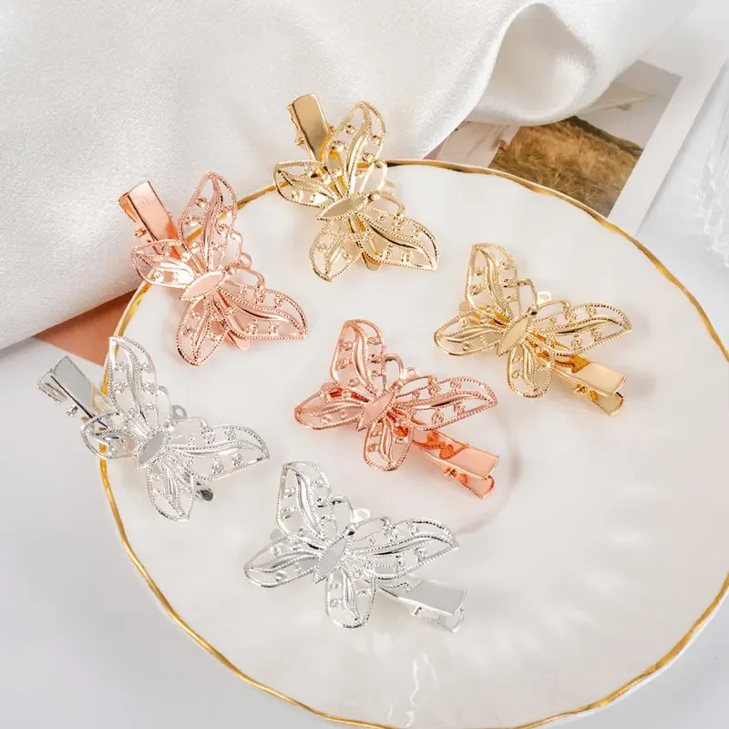 2 Pcs/Set Minimalist Cute Sweet Little Girl Hairgrips Metal Zinc Alloy Hair Accessories Hair Clips Butterfly Mini Hairpin