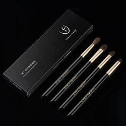 Haixin factory private label logo customized black eye makeup custom brushes, detailed shader 4 pcs eye makeup brushes set