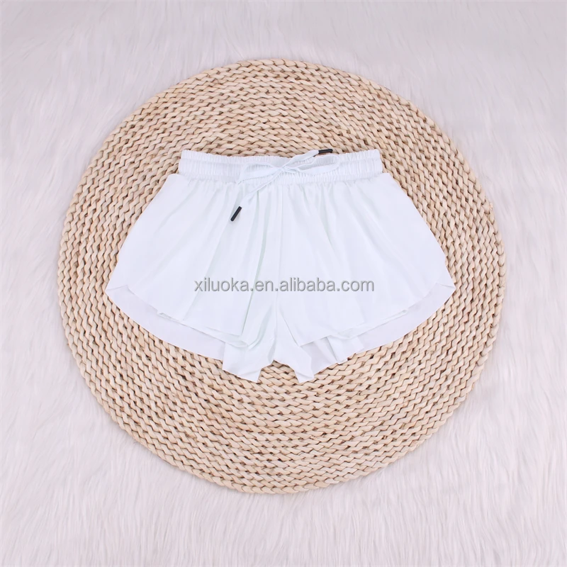 2 in 1 Spandex Gym Shorts Casual Elastic Waist Kids Flowy Shorts Quick Dry Yoga Shorts For Little Girls