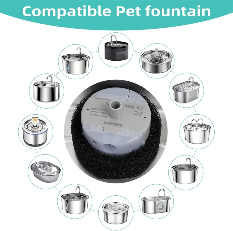 Cat Water Fountain Pump Replacement Pump Ultra Quiet USB 5V Submersible Pet Fountain Pump for Pet Water Dispenser