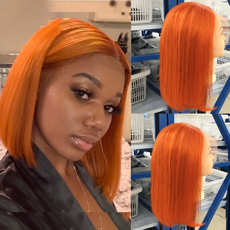 Wholesale Pink Orange Blue Red Grey 613 Blond Color Bob Wig Brazilian Virgin Short Human Hair Lace Front Ombre Bob Wig
