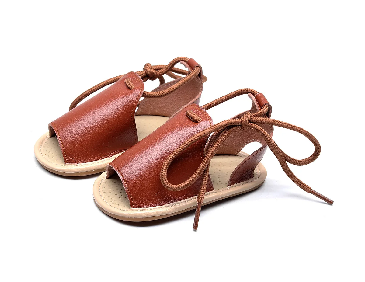 
New Design Wholesales OEM Newborn PU Leather Baby Sandal Shoes Lace 