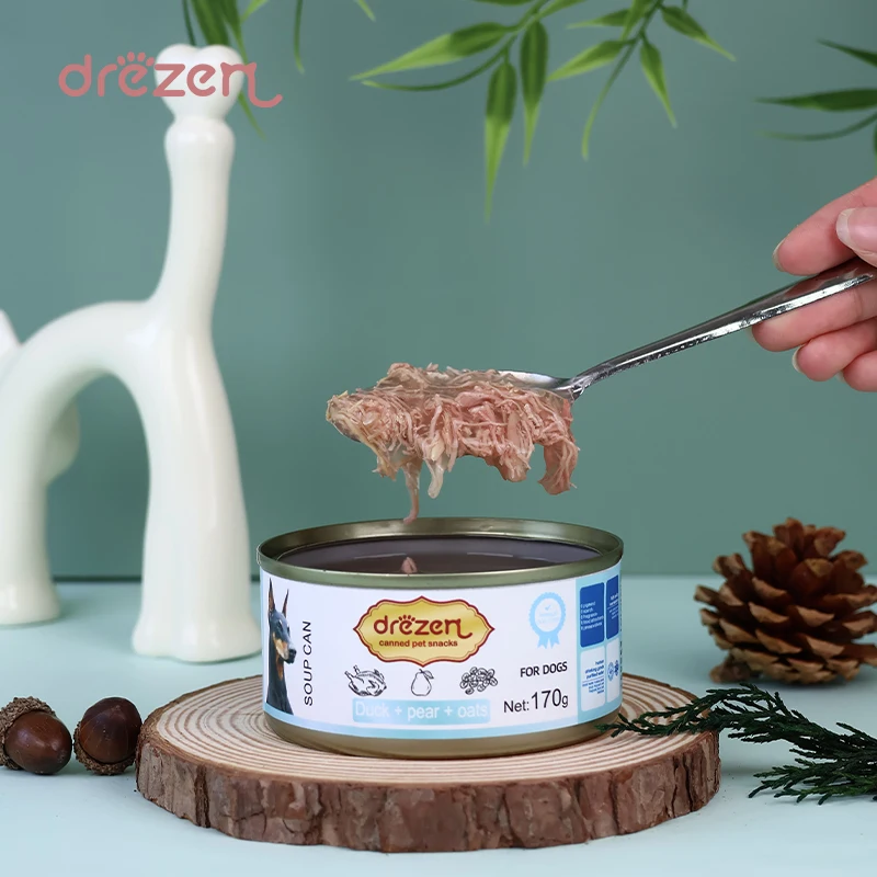Canned soup for dogs of all ages duck + pear + oatmeal flavor made in China brand Drezen high-quality canned food