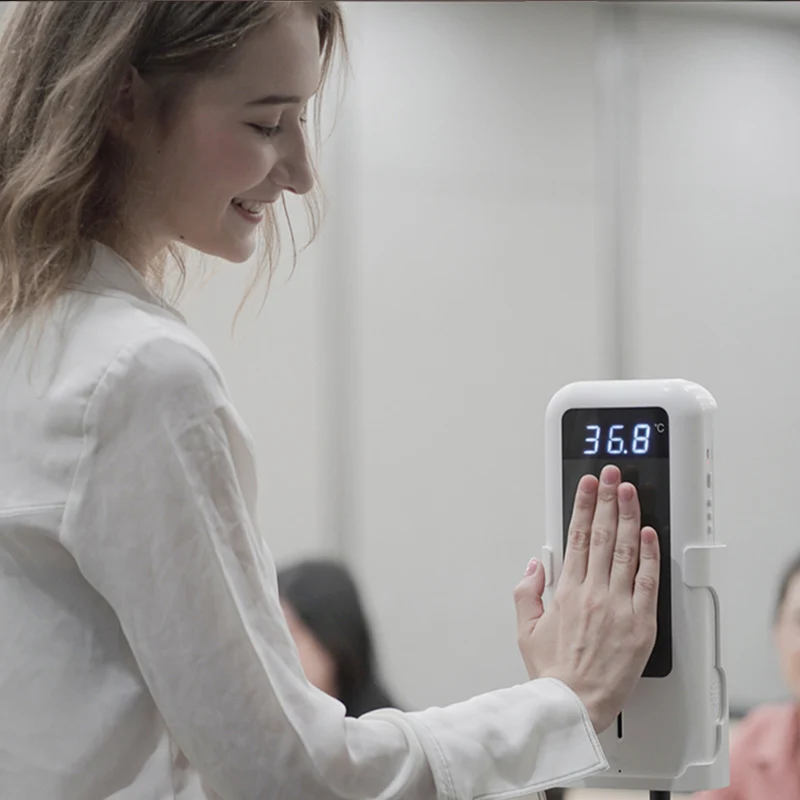 Floor stand thermal temp measuring with hand sanitizer dispenser automatic thermometer temperature scanner