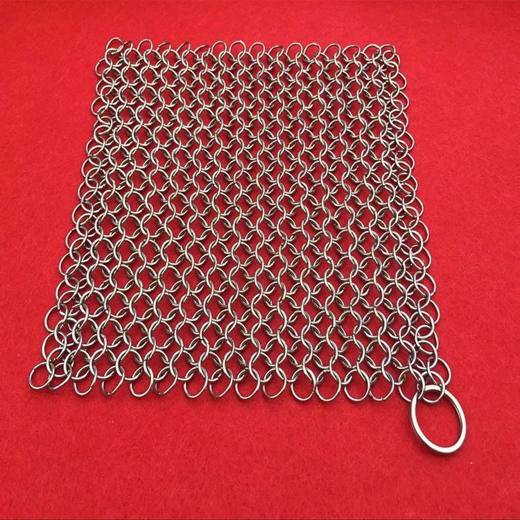 Stainless Steel Chainmail Ring Scrubber Cast Iron Skillet Pot Cleaner