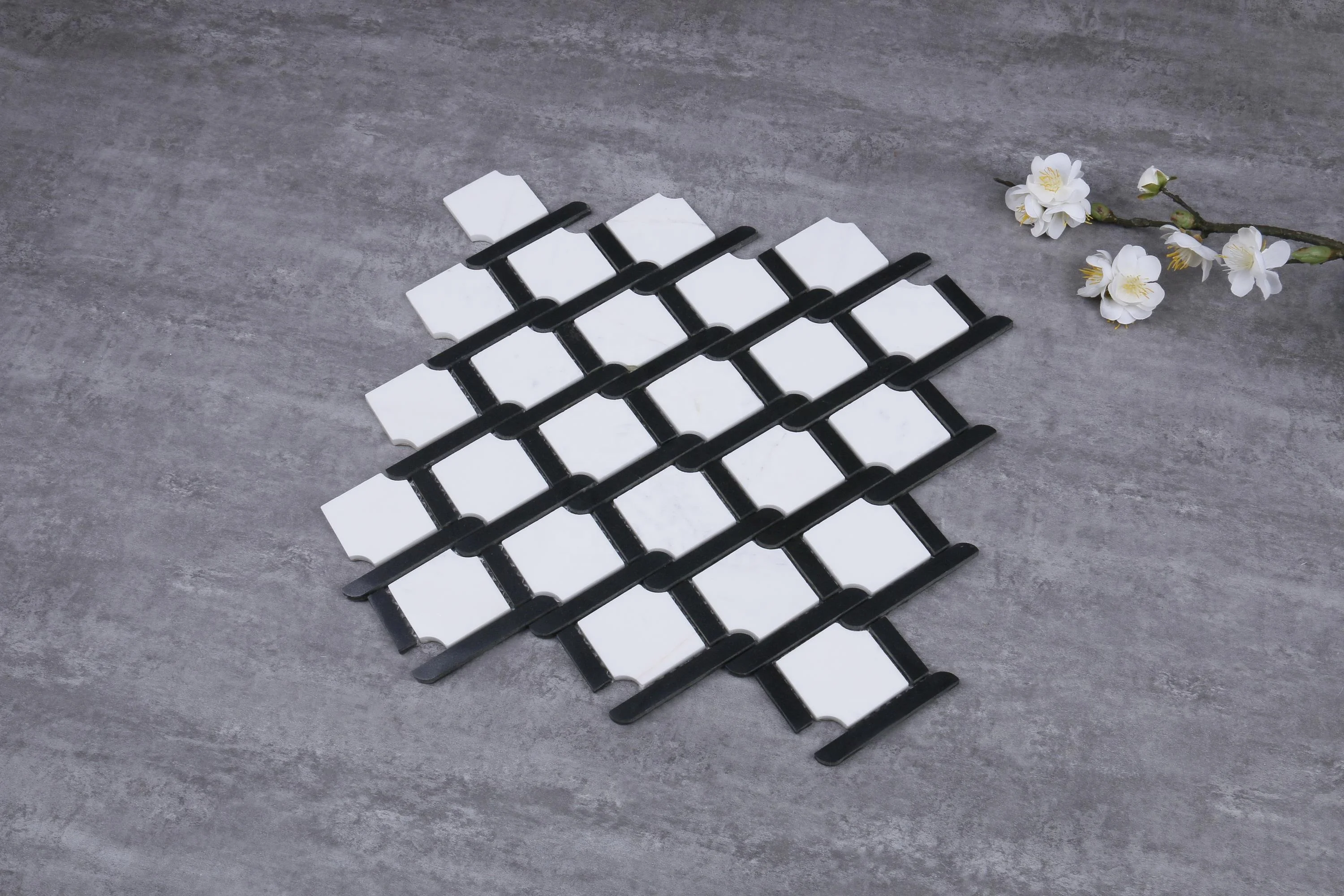 wholesale Hot sales stone  black and white marble mosaic tile for wall decoration