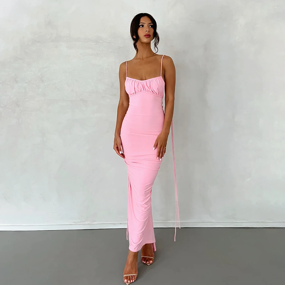 Hot Sexy Backless Jersey Stretchy Nightclub Dresses V Neck Halter Ruched Bodycon Maxi Women Casual Dresses