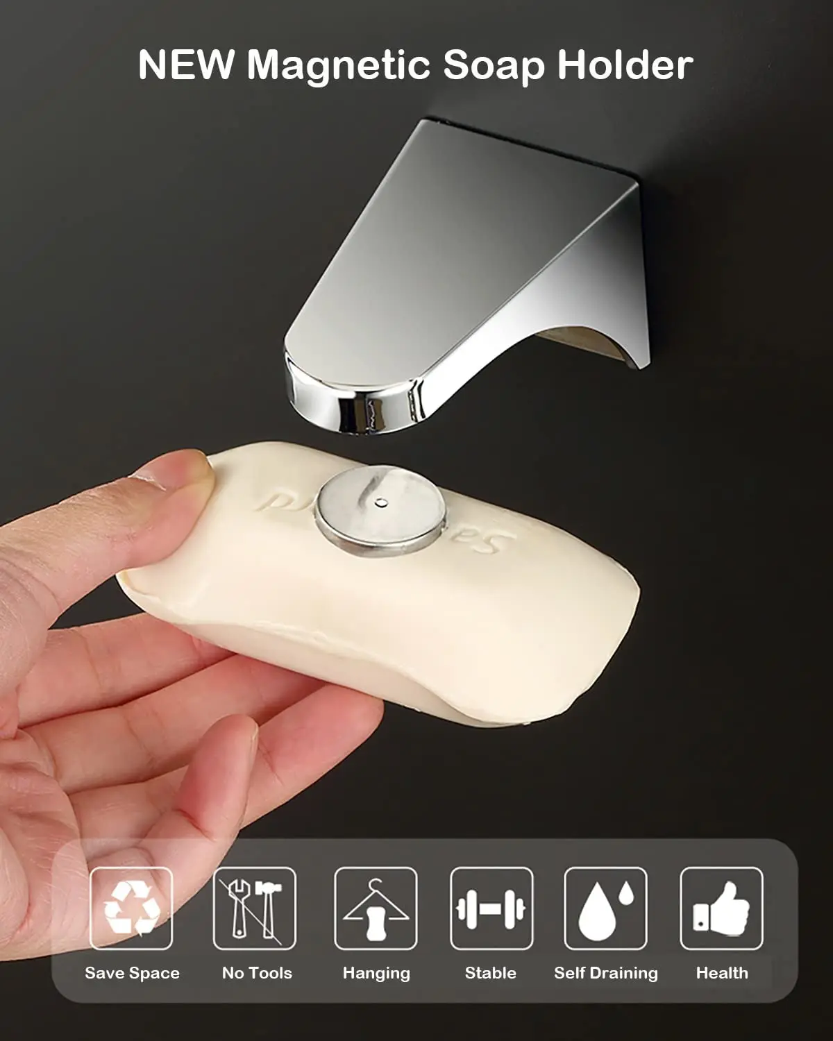 Magnetic Soap Holder Self Draining Bar Soap Holder for Shower Wall Bathroom Soap Dishes