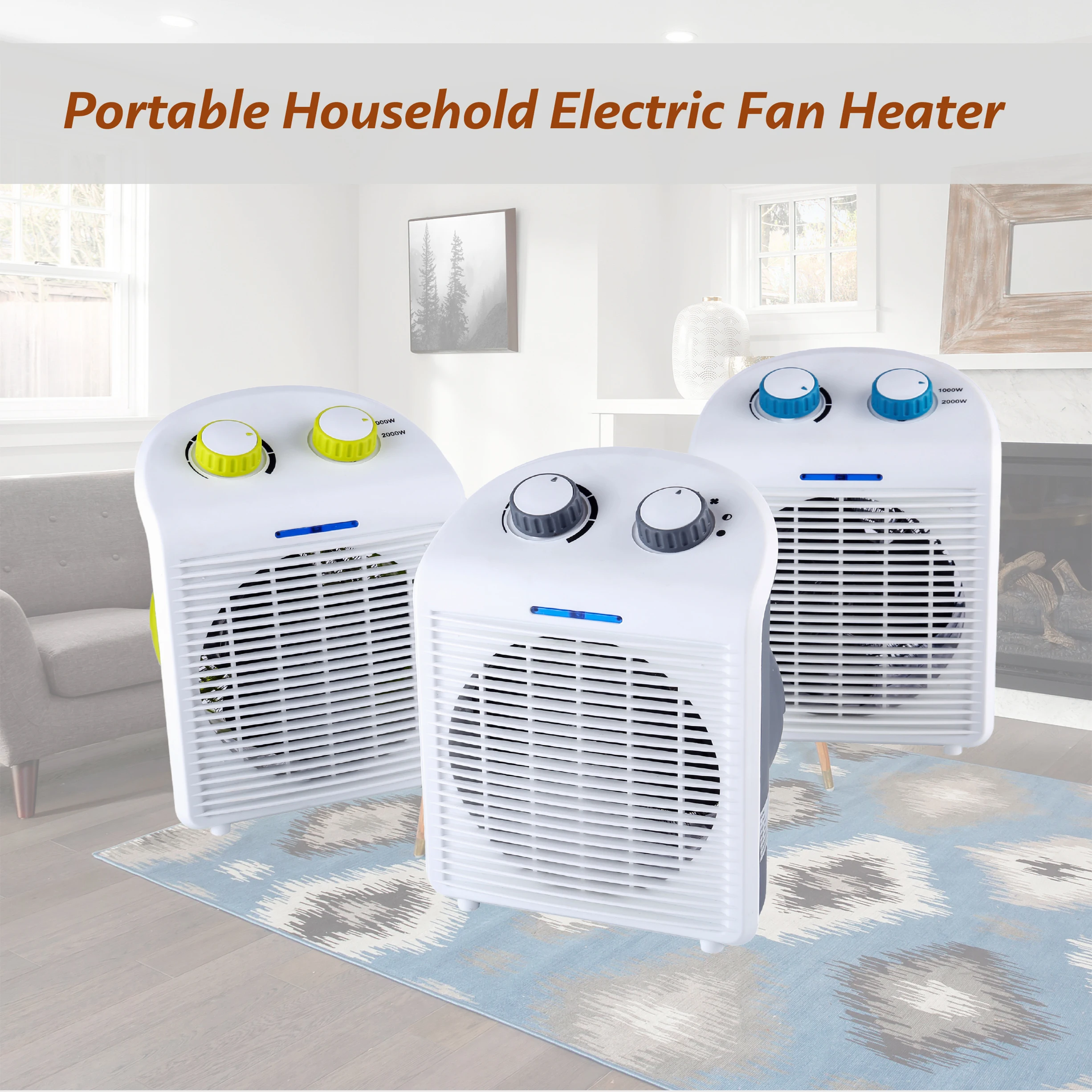 Electrical Portable Fan Heaters Home Room For Space Small Industrial Office 2000W Ceramic Handy Propane Dryig Bathroom
