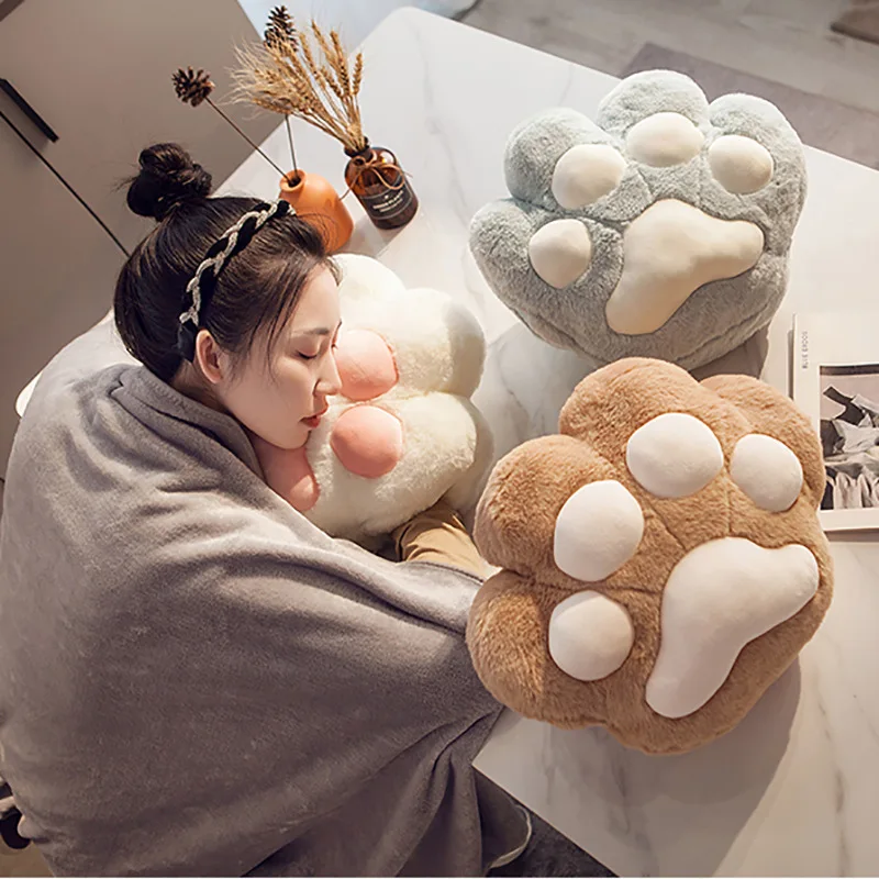 Dual-Purpose Cat Claw Car Pillow Quilt Plush Stuffed Animal Hand Warmer Office Nap Artifact Thicken Travel Pillow Logo Folding