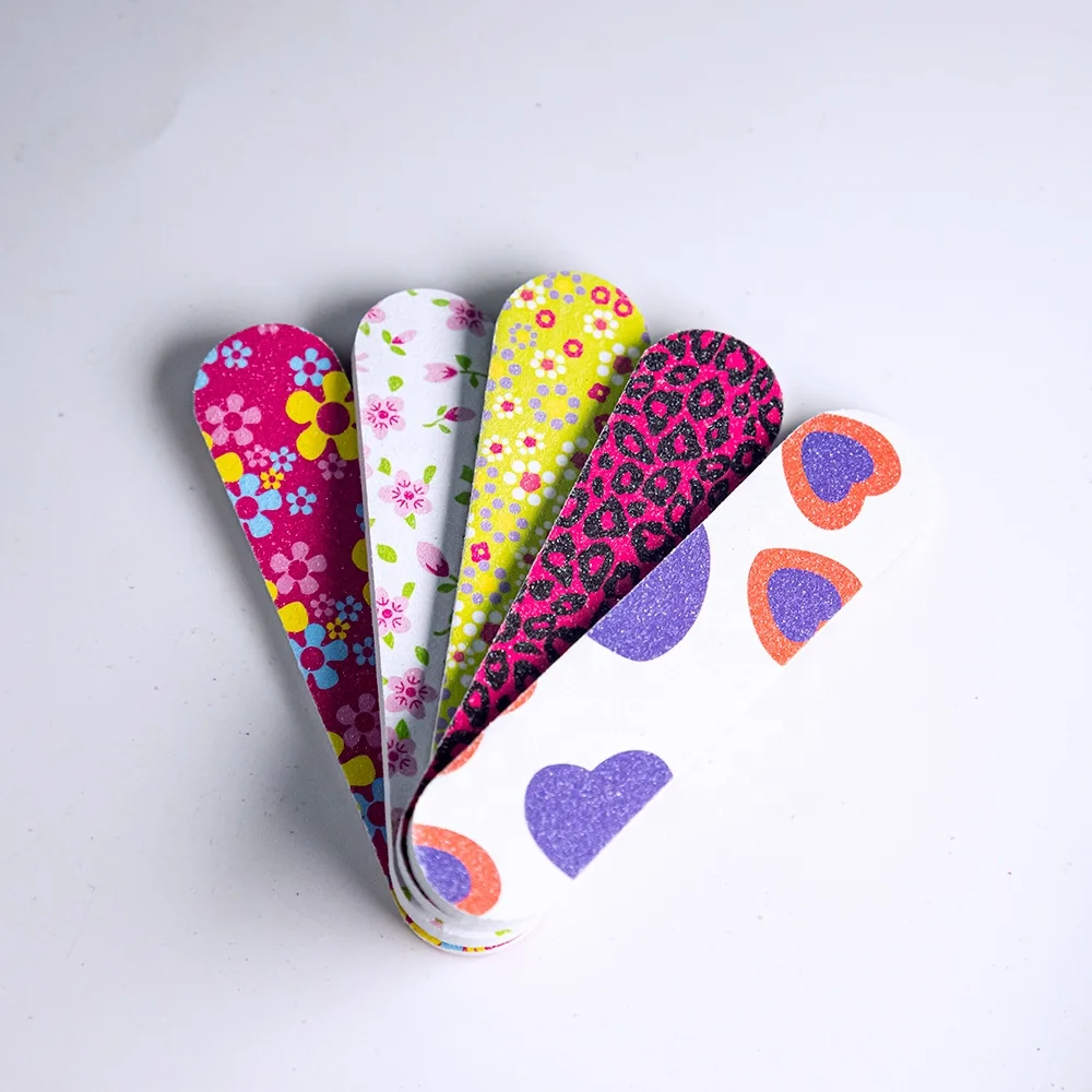 Colored Mini 9cm Nail File Printed Double sided EVA Nail Scrolls File Wholesale Custom Printed Nail Files