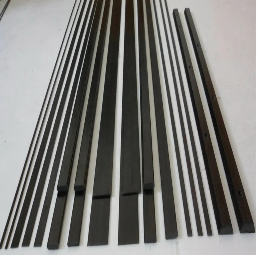 High Quality OEM Custom Pultruded Carbon Fiber Strip Bars 2x10mm,1100mm Length for Reinforcement