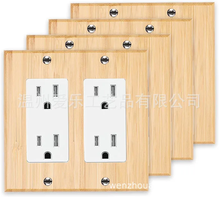 US USA Standard 1 2 3 Gang Light Switch Socket Disjunctor Switchcraft On-off Receptacle Bamboo Art Decor Wall Plate Cover Panel