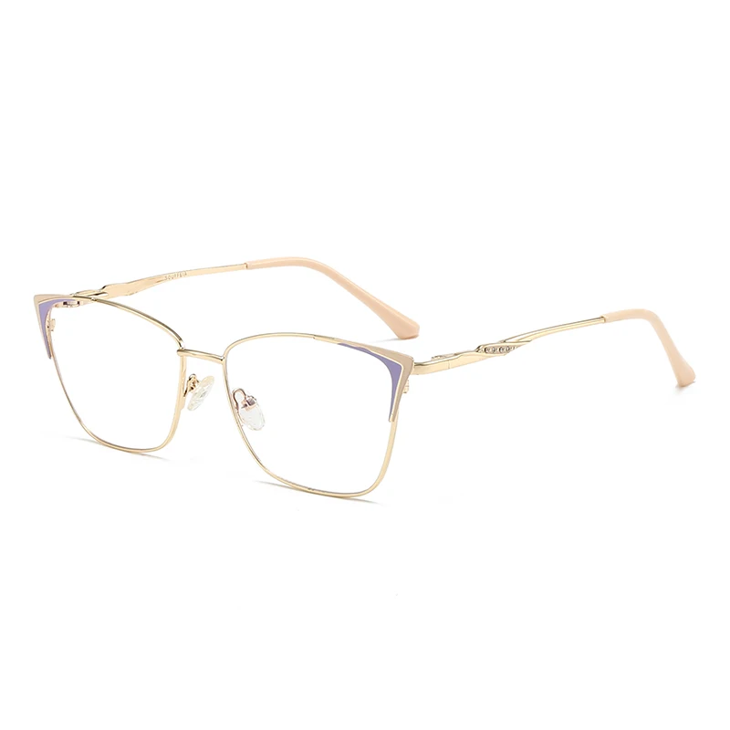 Fashion Cat Eye Style Women Metal Optical Spectacle Eyeglasses Customized Frame Myopia Eyewear Frame by Manufacturer Ready Stock